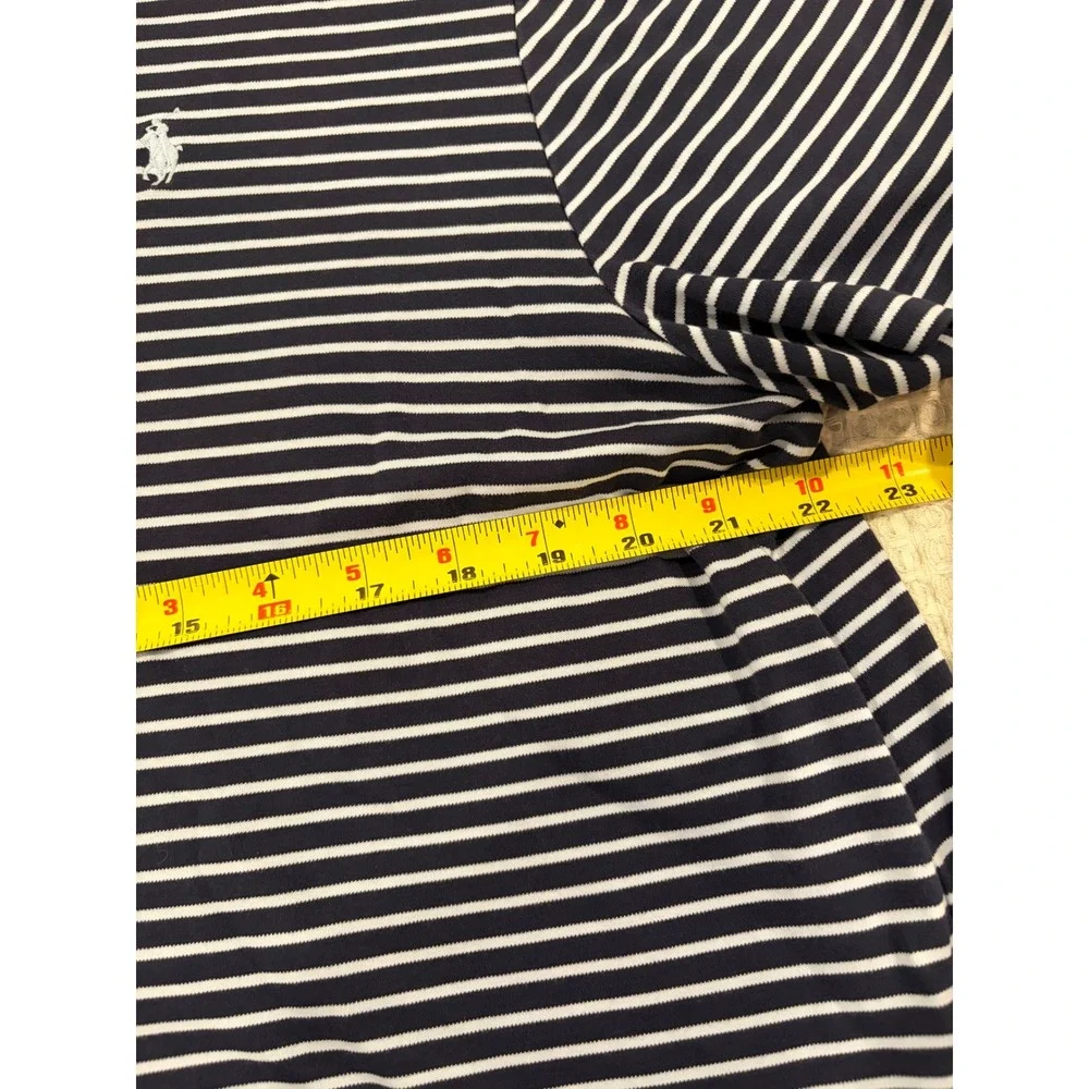 Polo Ralph Lauren Mens Custom Slim Fit Striped Polo Shirt Navy Blue XL